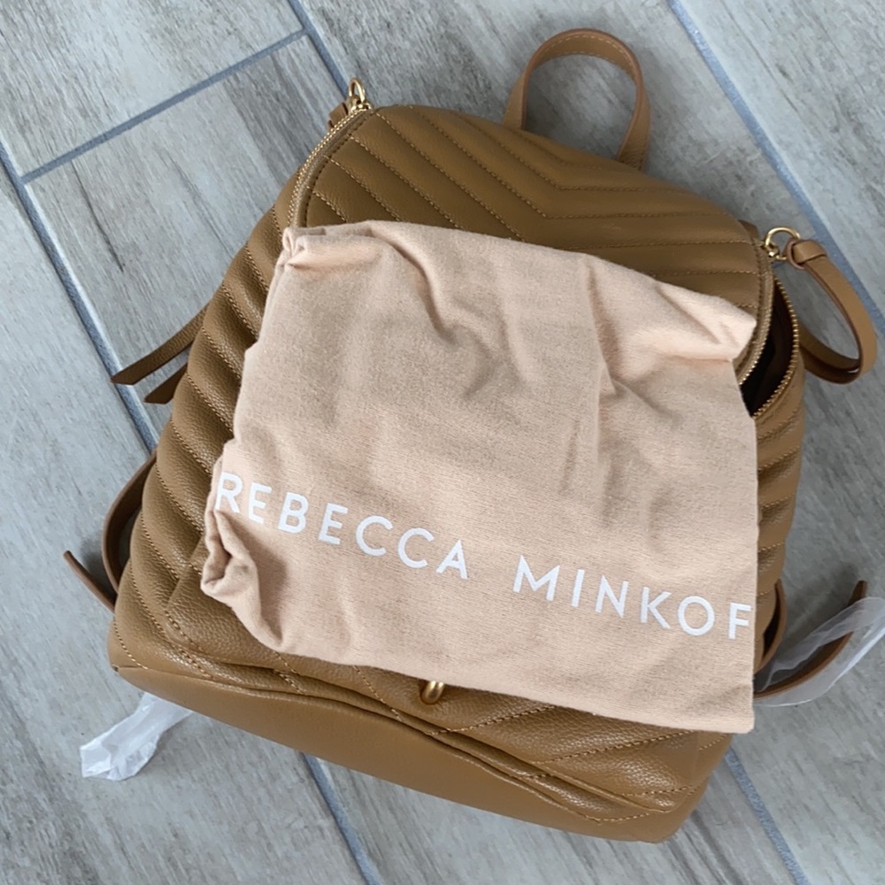 NWOT Rebecca Minkoff Edie Small Quilted Leather Backpack Bag Cool Tan AUTHENTIC - Picture 9 of 10
